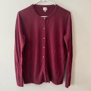 Feminine A New Day Gem Embellished Sparkle Cardigan Sweater Size Large (L)